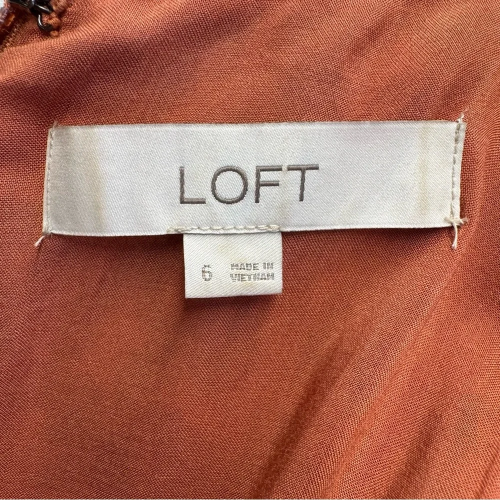 Loft Petite Leopard Print Tiered V-Neck Midi Long Sleeve Dress‎ Size 6 #211 - Picture 11 of 11